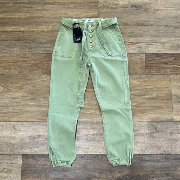 Brand New Paige Mayslie Belted Denim High Rise Jogger Pants 27 Vintage Light - Picture 5 of 7